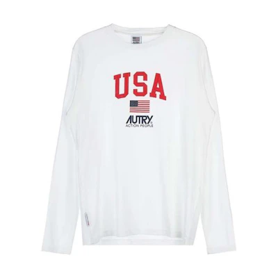 AUTRY White Crewneck Sweatshirt with Letter Print LSIM1511