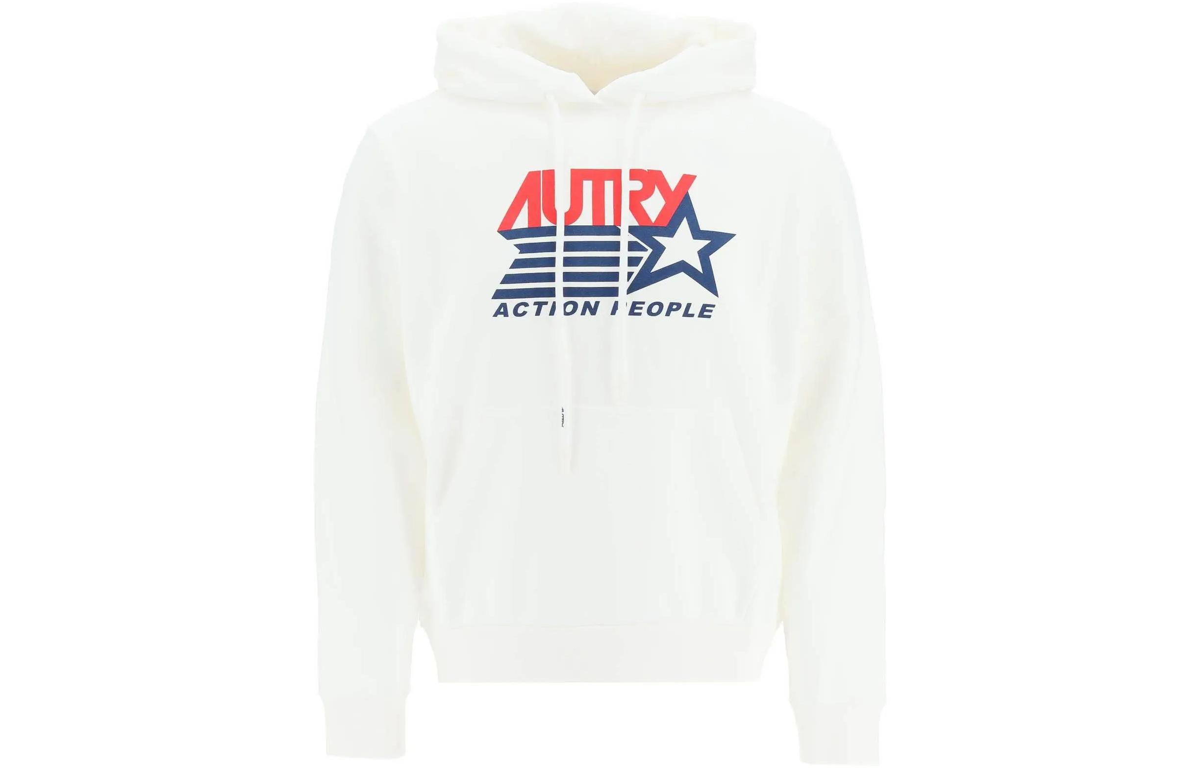 AUTRY White Hoodie with Letter Graphic Print Long Sleeves 231318UFE000003WHITE