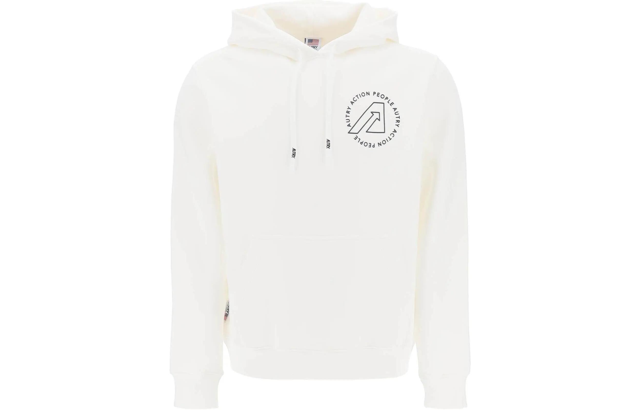 AUTRY White Hoodie with Logo Print and Long Sleeves HOIM414W