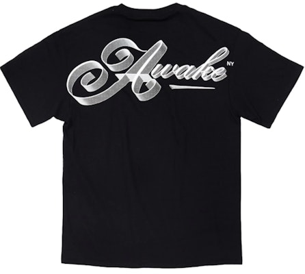 Awake Ribbon Script Logo Tee Black Order Awake Ribbon Script Logo Tee Black