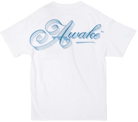 Awake Ribbon Script Logo Tee White Order Awake Ribbon Script Logo Tee White