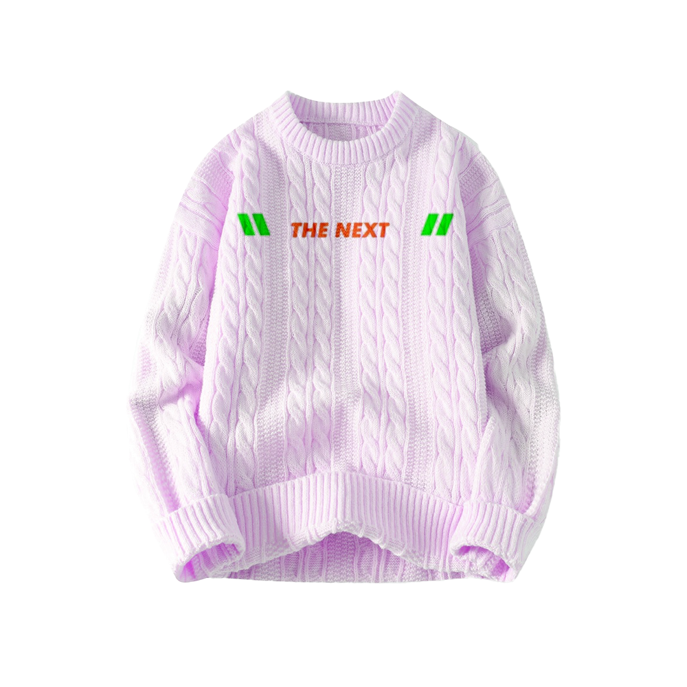 BABUGGE Oversized Crewneck Knitted Sweater Unisex with Letter Jacquard Design BPMYZ23051670