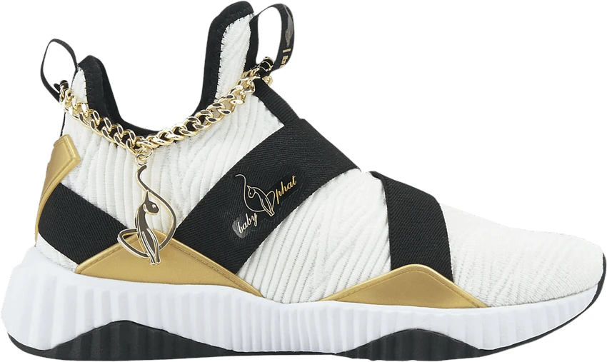 Women Baby Phat x Puma Defy Mid White Black Gold 387663 01