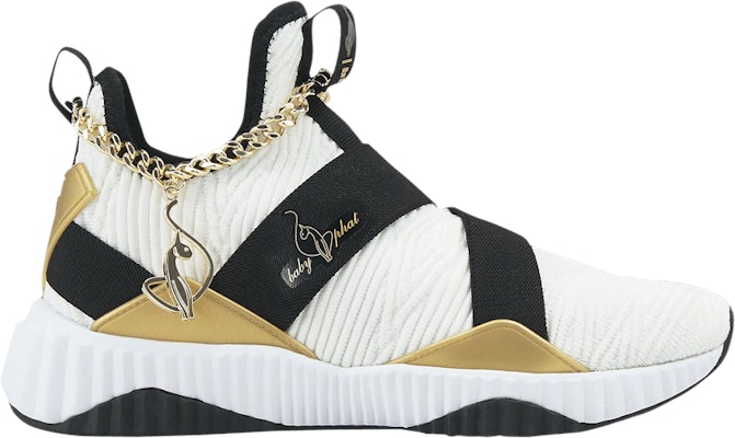 Women Baby Phat x Puma Defy Mid White Black Gold 387663 01