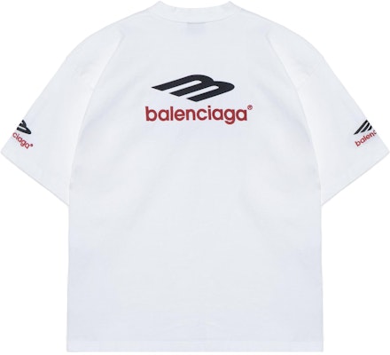 Camiseta Blanca Oversize Unisex Balenciaga 3B Sports Icon FW23 con Logo Bordado. 764235TPVD79065 Lookbook Camiseta Blanca Oversize Unisex Balenciaga 3B Sports Icon FW23 con Logo Bordado. 764235TPVD79065
