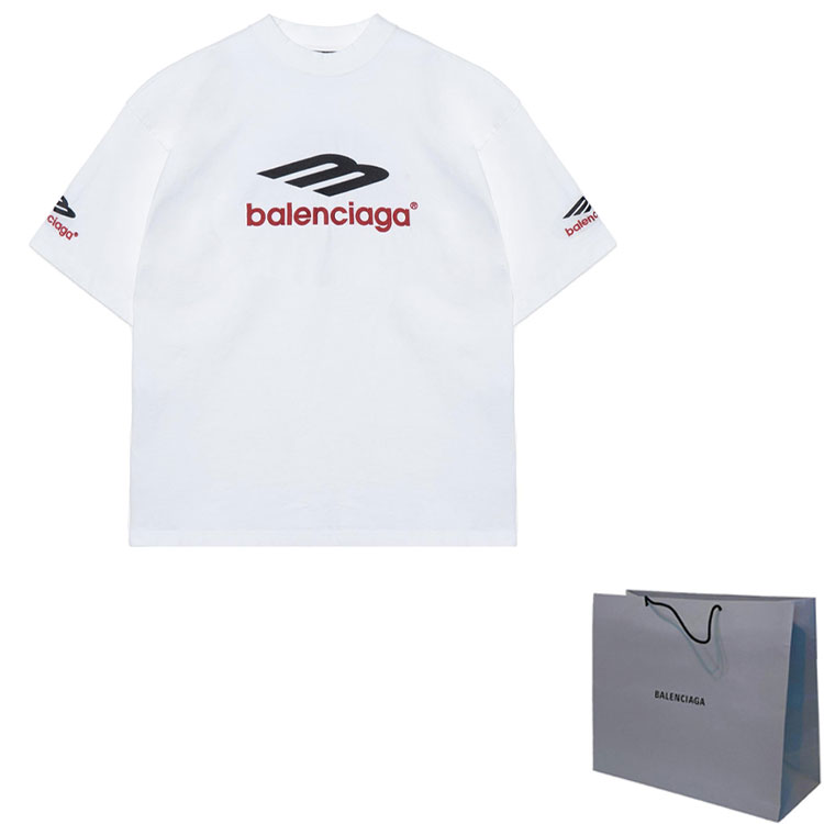 Shop Camiseta Blanca Oversize Unisex Balenciaga 3B Sports Icon FW23 con Logo Bordado. 764235TPVD79065