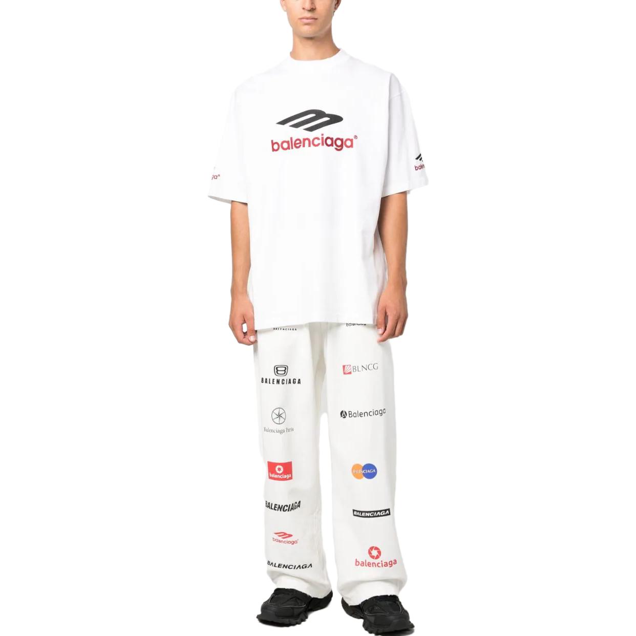 Purchase Camiseta Blanca Oversize Unisex Balenciaga 3B Sports Icon FW23 con Logo Bordado. 764235TPVD79065