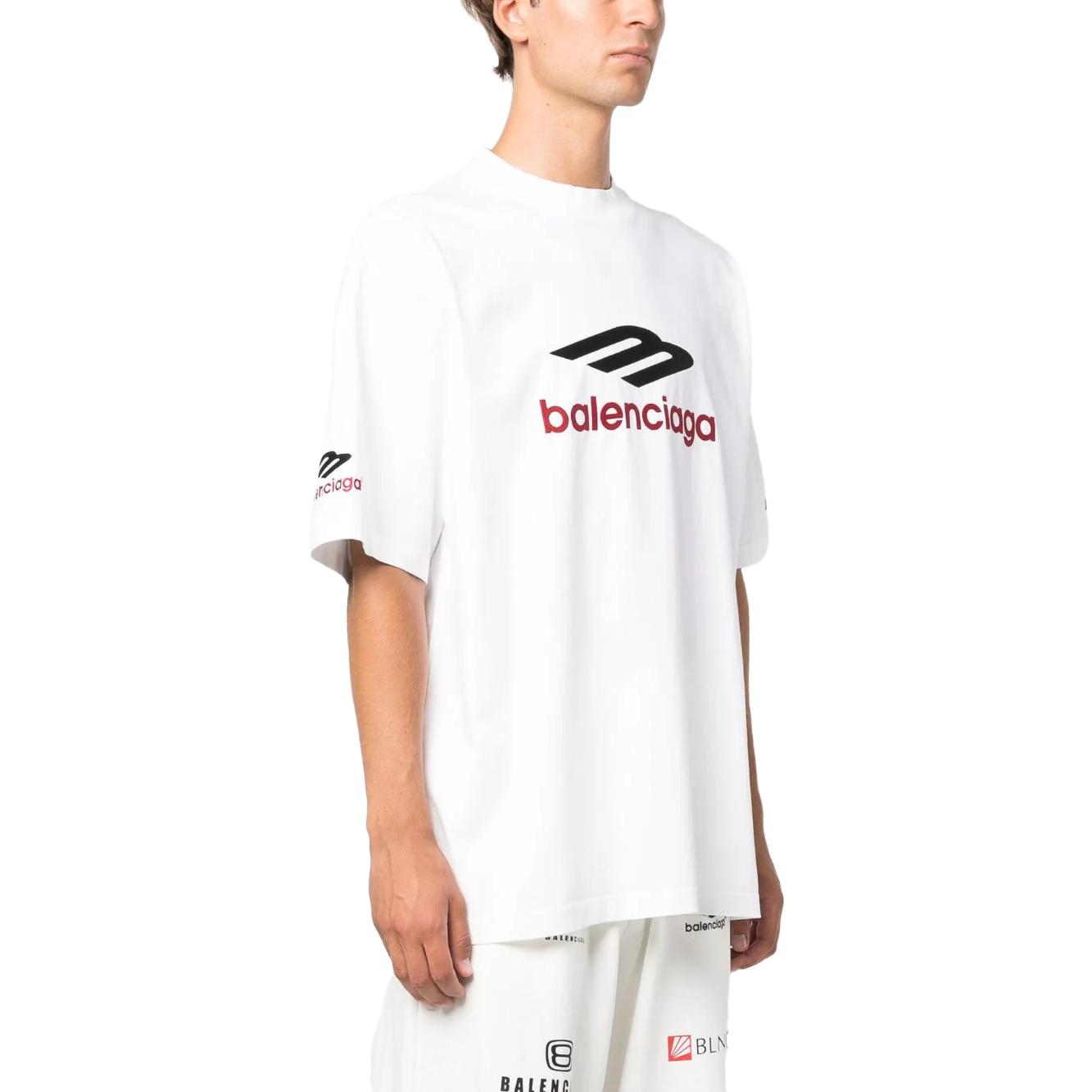 Sizing Camiseta Blanca Oversize Unisex Balenciaga 3B Sports Icon FW23 con Logo Bordado. 764235TPVD79065