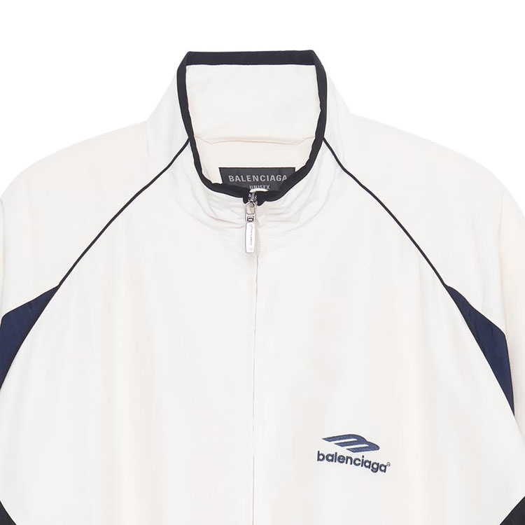 Shop Balenciaga 3B Sports Icon Jaket Tracksuit Logo Colorblock Unisex Putih FW23 746483TOO489000