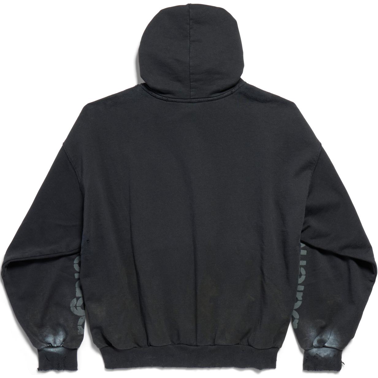 Balenciaga 3B Stencil Hoodie Black Unisex Letter Print Pullover Sweatshirt. 767877TQVT71083 圖 3