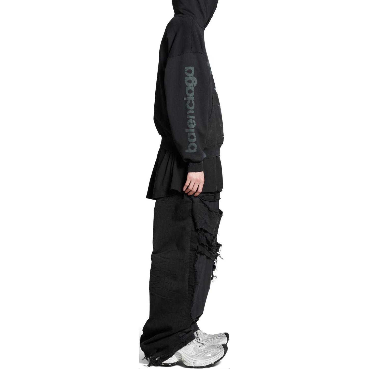 Balenciaga 3B Stencil Hoodie Black Unisex Letter Print Pullover Sweatshirt. 767877TQVT71083 圖 6