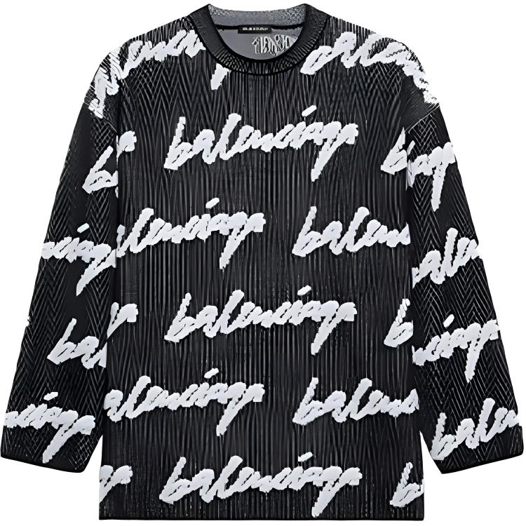 Balenciaga 3D Graffiti Logo Crewneck Sweater Black 625985T31801070
