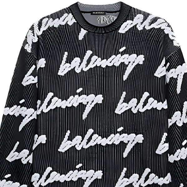 Sizing 발렌시아가 3D 그래피티 로고 크루넥 스웨터 블랙 625985T31801070