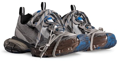 巴黎世家 Balenciaga 3XL 網布 系帶 做舊 低筒 老爹鞋 銀藍 泥染 Lookbook 巴黎世家 Balenciaga 3XL 網布 系帶 做舊 低筒 老爹鞋 銀藍 泥染