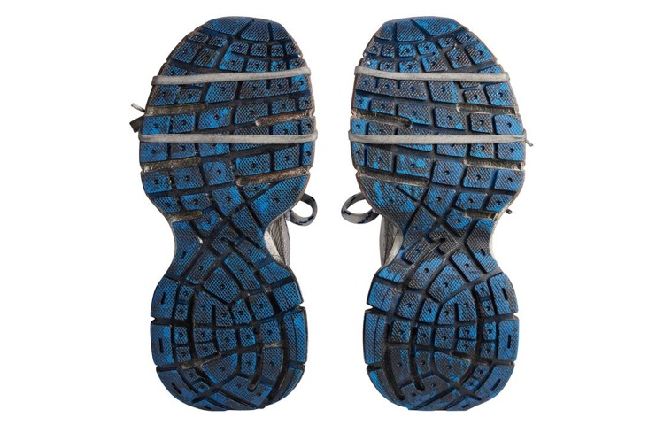 Sizing 巴黎世家3XL运动鞋“破旧 - 深灰蓝” 734734-W3XL7-1214