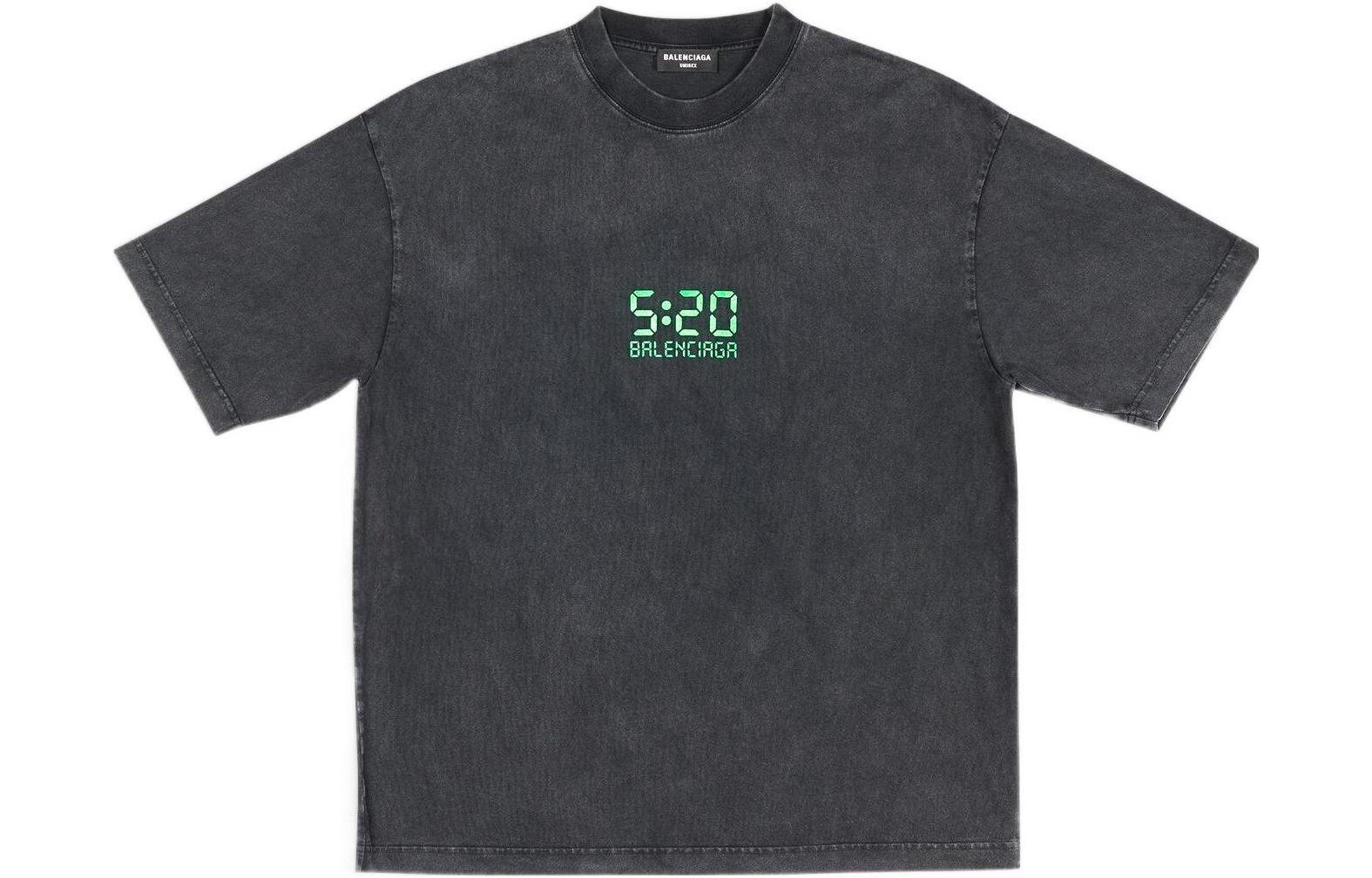 Order Balenciaga 520 Capsule SS22 Camiseta Negra Gris Brilla en la Oscuridad. 612966TMVL53425