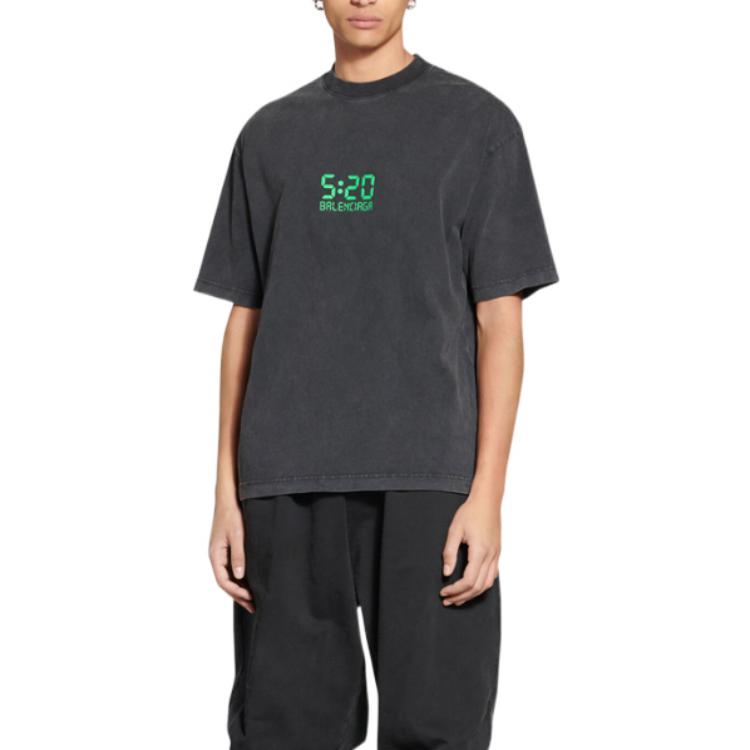 Lookbook Balenciaga 520 Capsule SS22 Camiseta Negra Gris Brilla en la Oscuridad. 612966TMVL53425