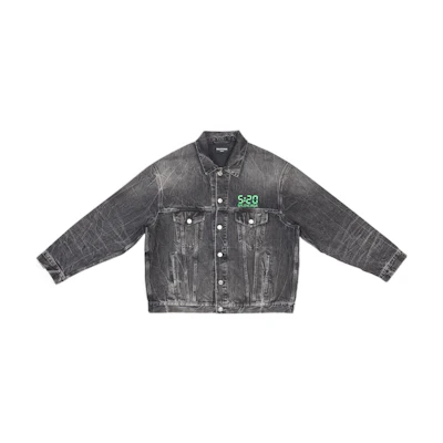 Balenciaga 520 Capsule SS22 Washed Denim Jacket Unisex Black Gray 704949TBP471090