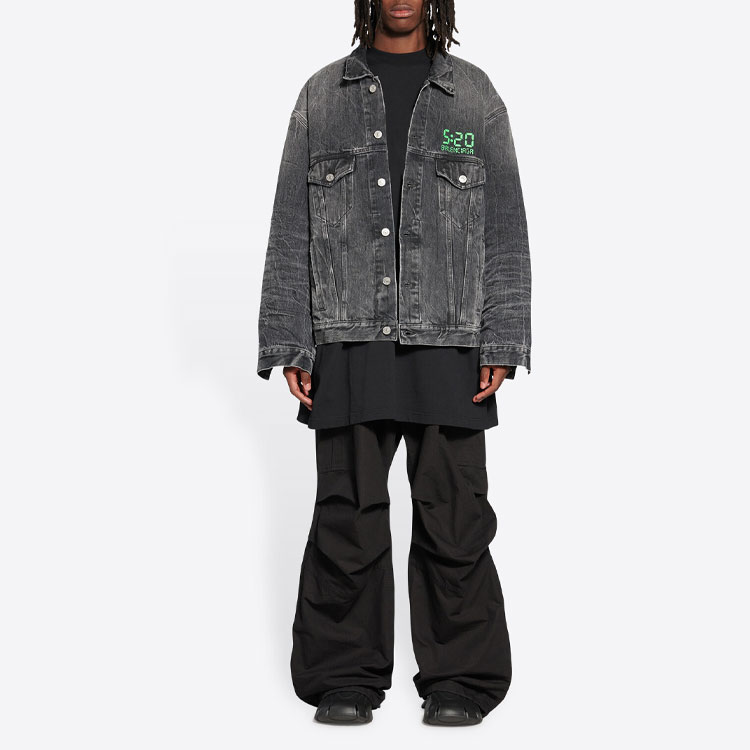 Lookbook Balenciaga 520 Capsule SS22 Washed Denim Jacket Unisex Black Gray 704949TBP471090