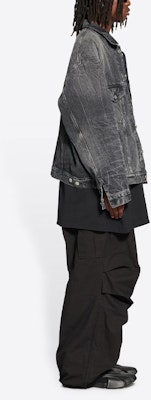 Balenciaga 520 Capsule SS22 Washed Denim Jacket Unisex Black Gray 704949TBP471090 Purchase Balenciaga 520 Capsule SS22 Washed Denim Jacket Unisex Black Gray 704949TBP471090