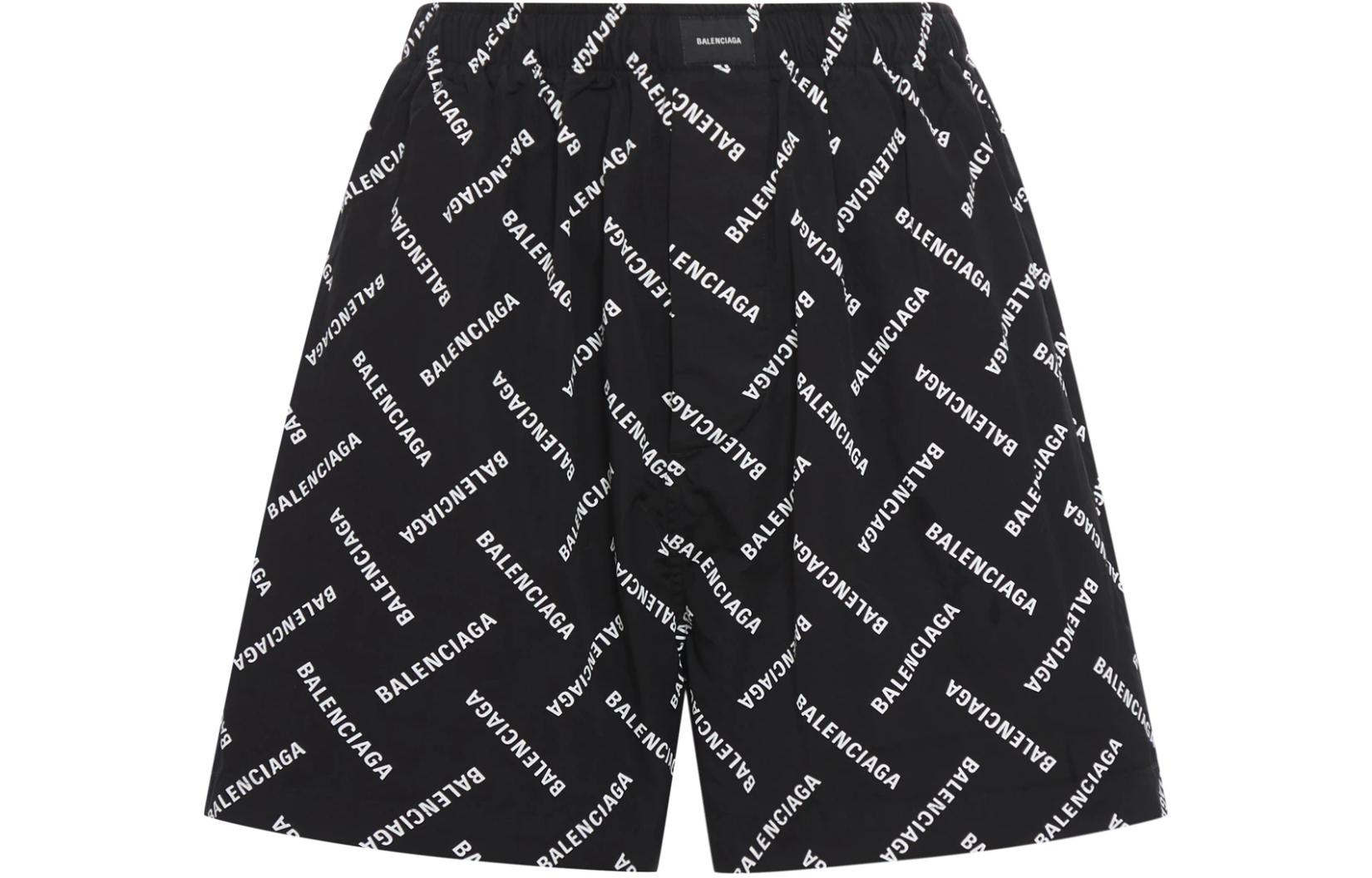 Order Balenciaga  Allover Logo Elastic Shorts Black 719975TPLA41070
