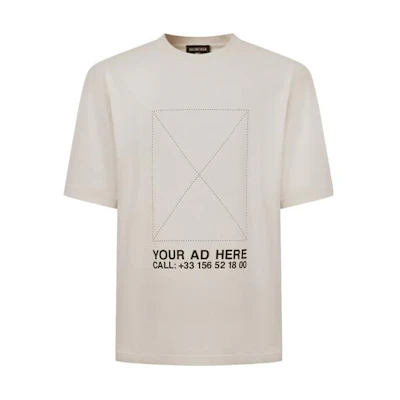 Balenciaga Beige Crewneck T-Shirt with Solid Color Letter Print 676589TLVF49054
