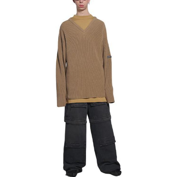 Lookbook Balenciaga  Beige Oversized Knit Crewneck Long Sleeve Sweater Casual. 678555T32189610