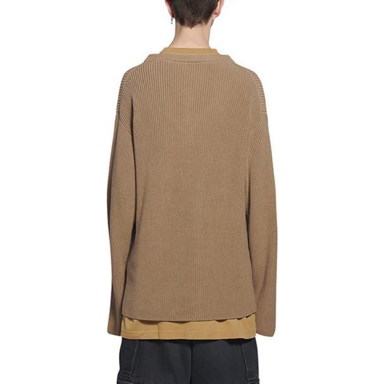 Shop Balenciaga  Beige Oversized Knit Crewneck Long Sleeve Sweater Casual. 678555T32189610