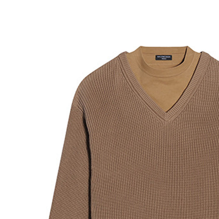 Details for Balenciaga  Beige Oversized Knit Crewneck Long Sleeve Sweater Casual. 678555T32189610