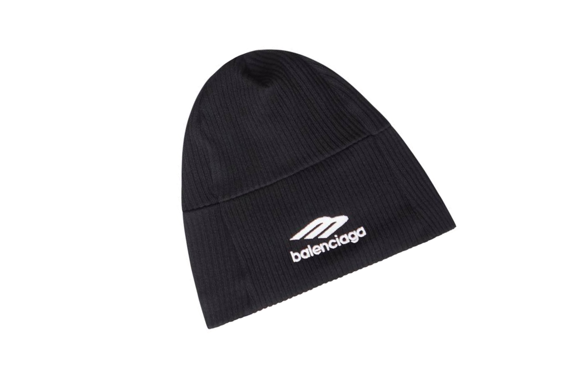 Shop Balenciaga Topi Beanie Hitam Acrylic Wool dengan Logo. 7678324D8B01077