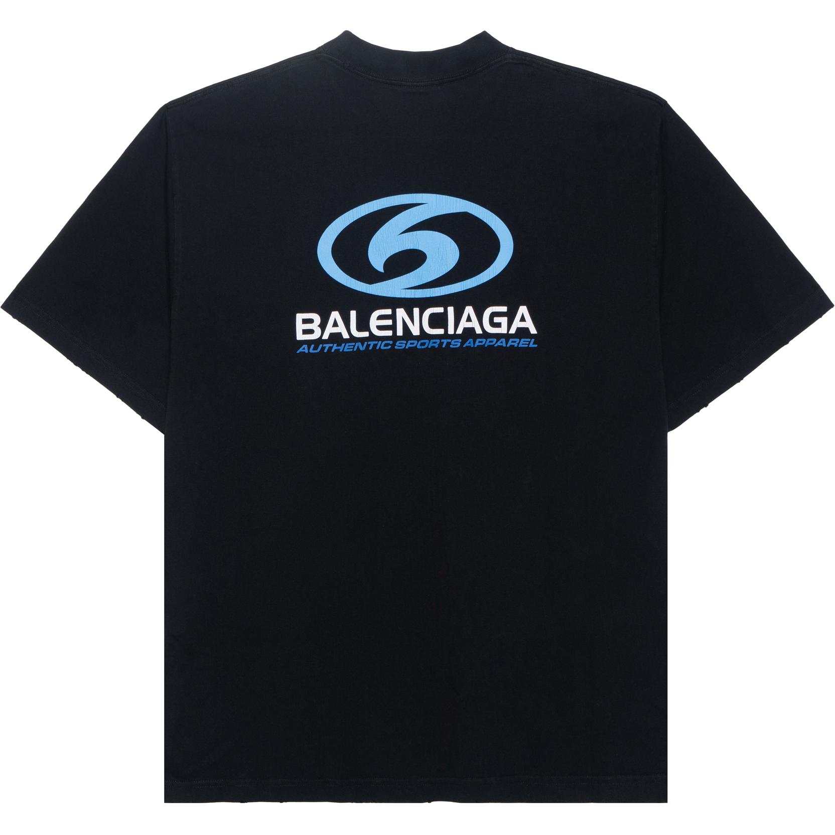 Lookbook 巴黎世家 黑藍色Logo印花寬鬆版圓領T恤 764235TPVU61165