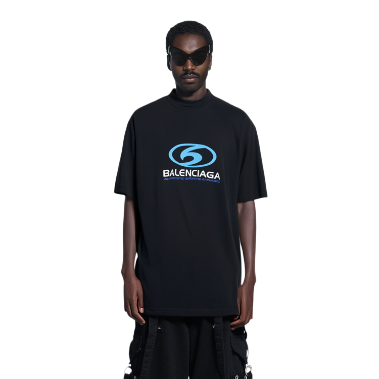 Details for 巴黎世家 黑藍色Logo印花寬鬆版圓領T恤 764235TPVU61165