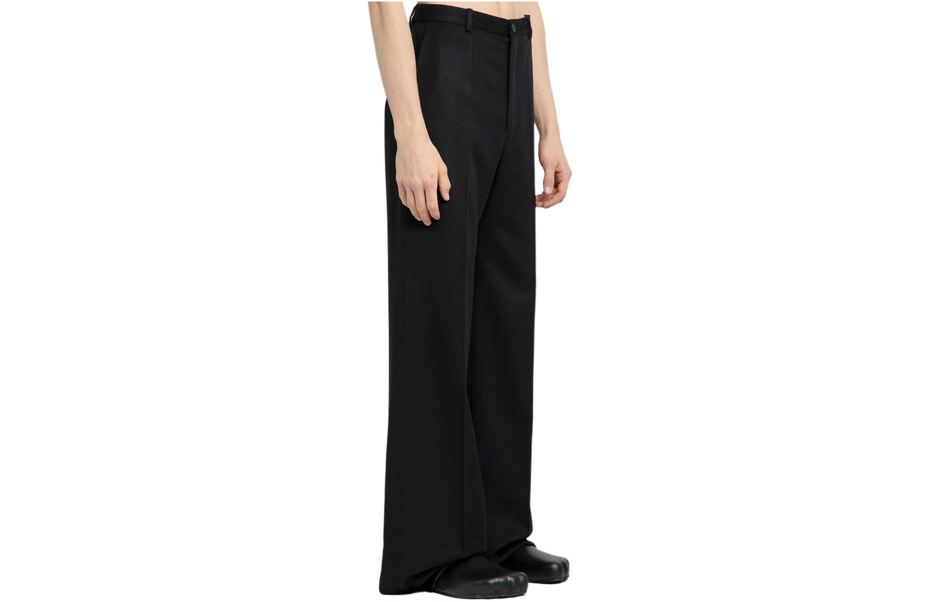 Shop Balenciaga 黑色日常中腰寬鬆剪裁拉鍊直筒褲. 773246TPT321000