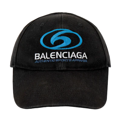 Balenciaga Black Cotton Twill Baseball Cap with Logo Embroidery. 771966410B21001