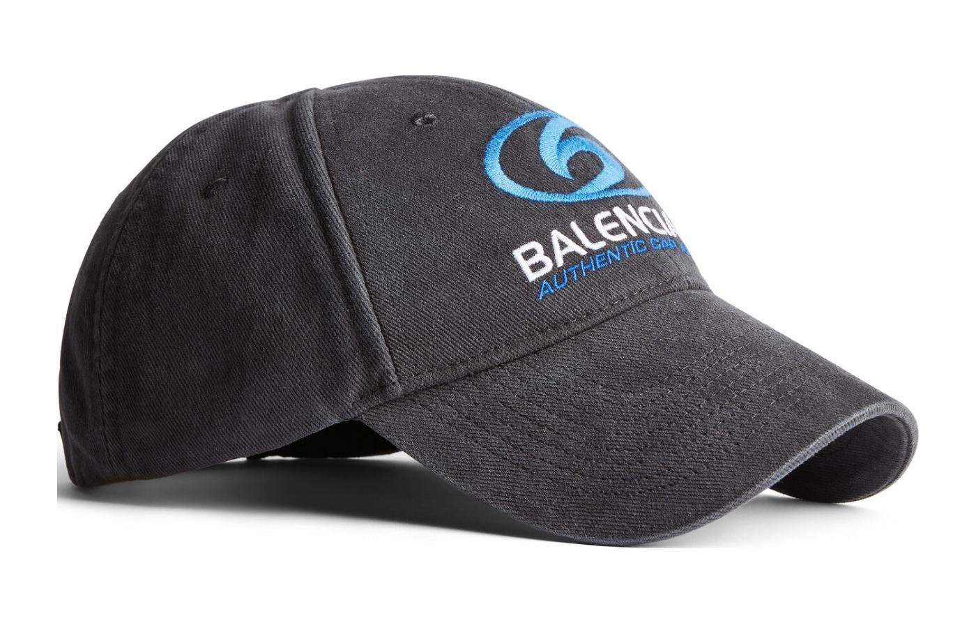 Shop Balenciaga 黑色棉質斜紋刺繡標誌棒球帽 771966410B21001