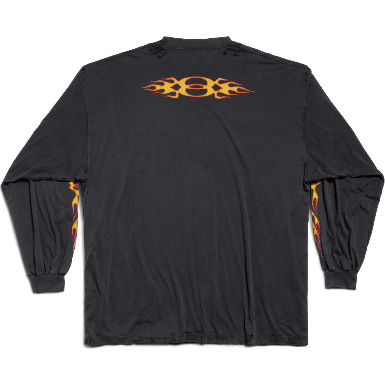 Balenciaga  Black Crewneck Long Sleeve Flame Print T-Shirt Standard Fit. 796917TQVW61134 圖 3
