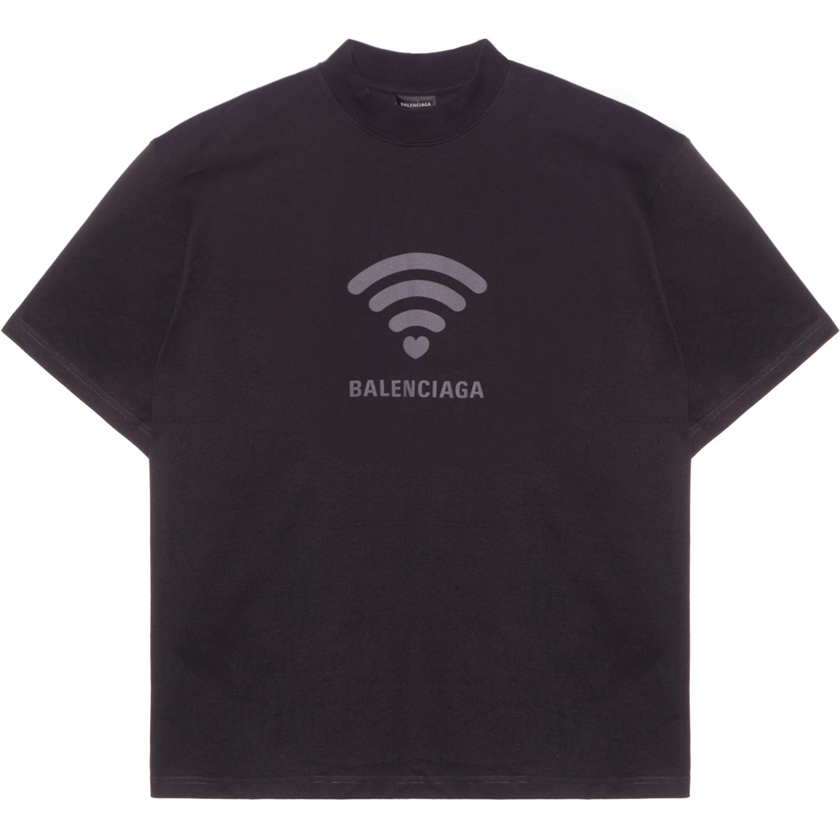 Balenciaga  Black Crewneck T-Shirt with Letter Logo Print. 764235TQVK21576