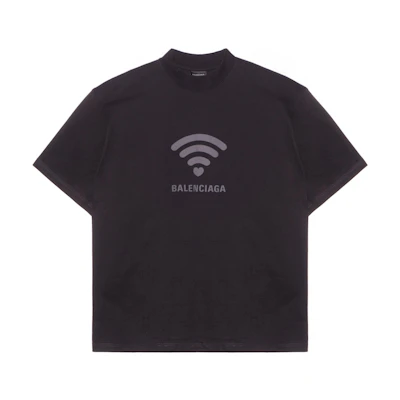 Balenciaga Black Crewneck T-Shirt with Letter Logo Print. 764235TQVK21576
