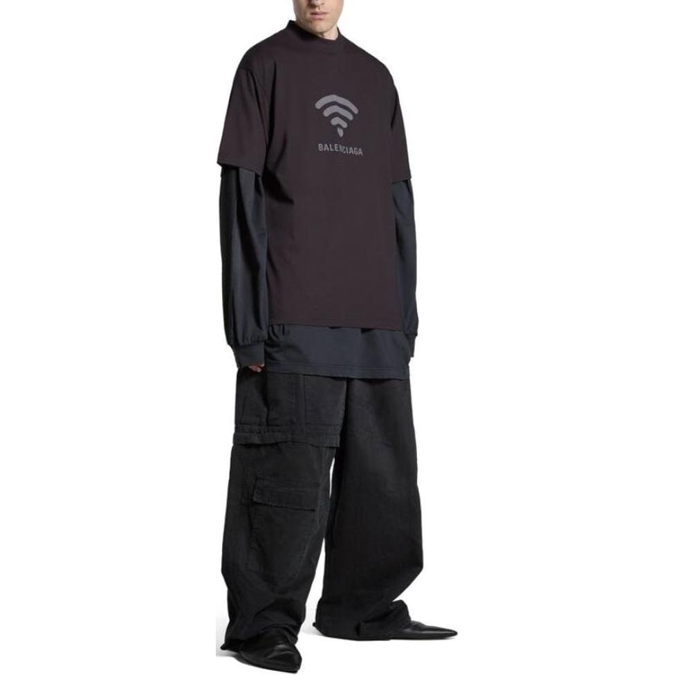 Balenciaga  Black Crewneck T-Shirt with Letter Logo Print. 764235TQVK21576 圖 5