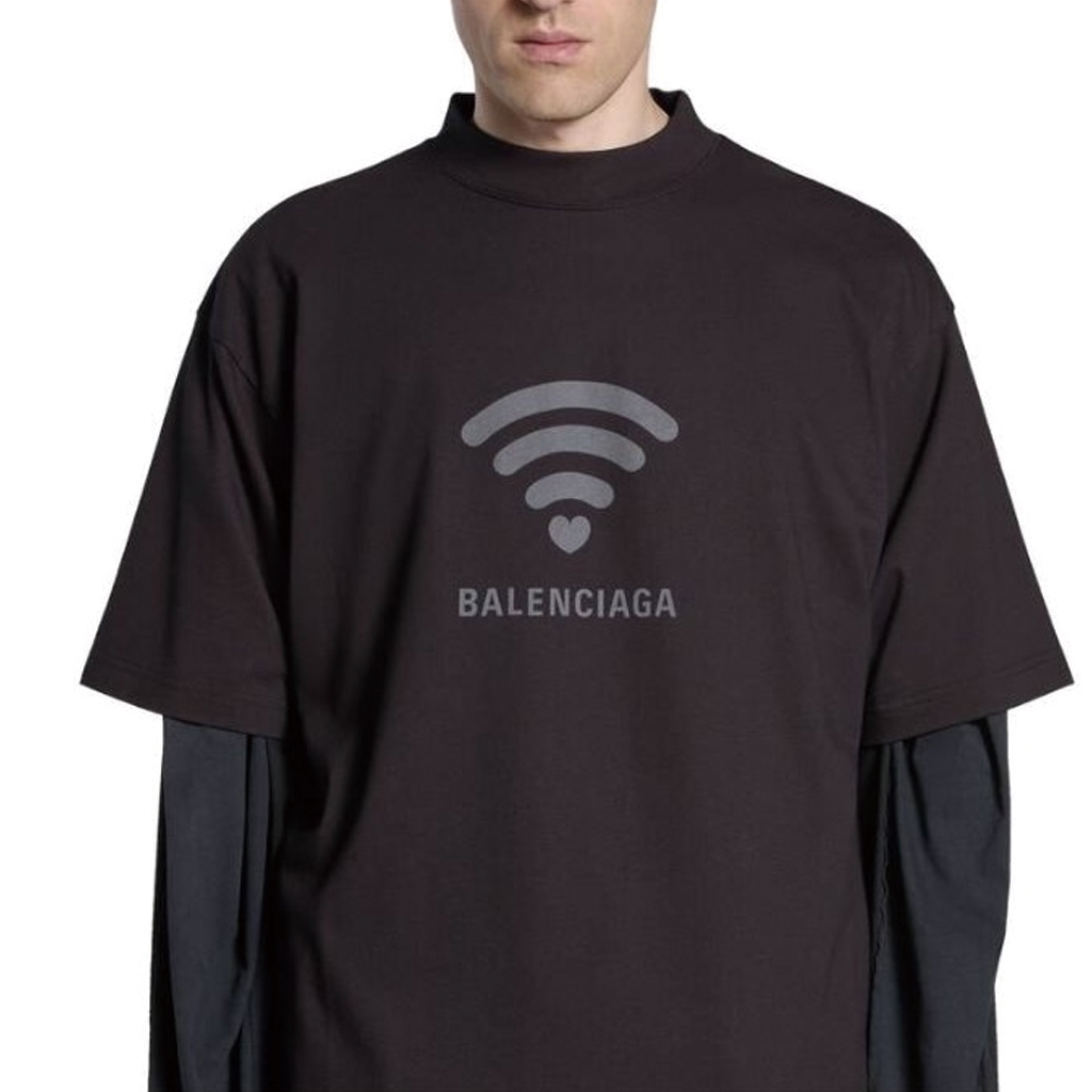 Balenciaga  Black Crewneck T-Shirt with Letter Logo Print. 764235TQVK21576 圖 7