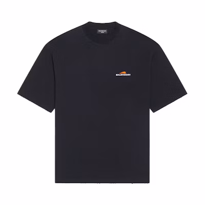 Balenciaga Black Crewneck T-Shirt with Solid Color Logo Design. 612966TLVI51070
