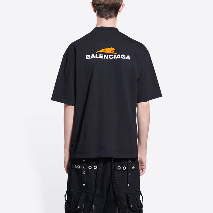 Balenciaga  Black Crewneck T-Shirt with Solid Color Logo Design. 612966TLVI51070 圖 6