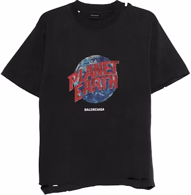 Balenciaga Black Distressed Print Round Neck T-Shirt Regular Fit. 808003TRVC91055 Order Balenciaga Black Distressed Print Round Neck T-Shirt Regular Fit. 808003TRVC91055