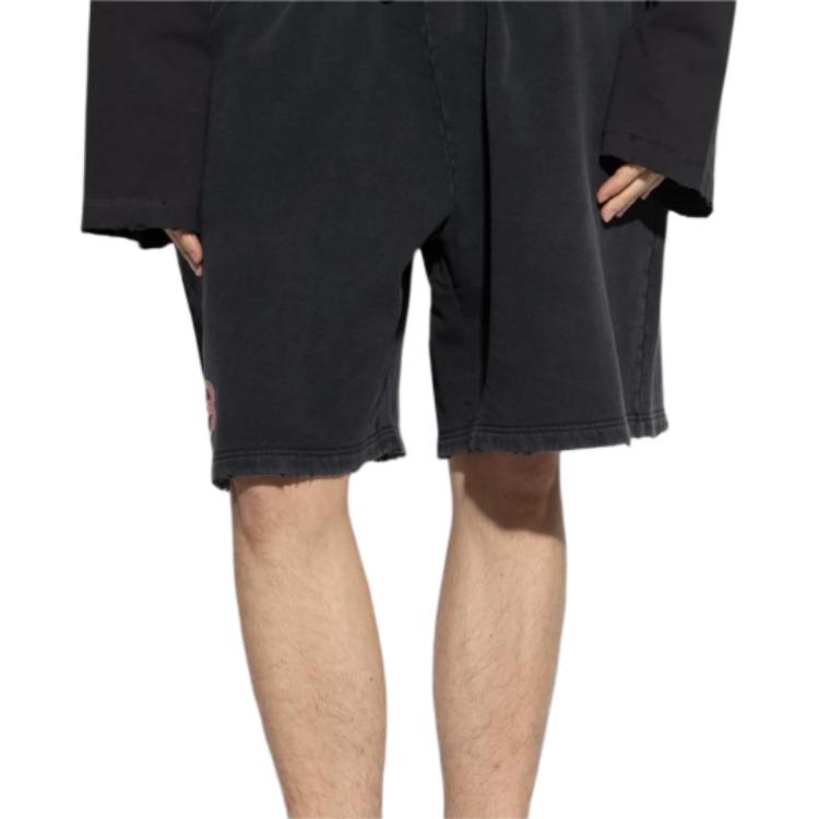 Details for 巴黎世家 黑色毛邊繫帶休閒短褲 826635TSVE11041