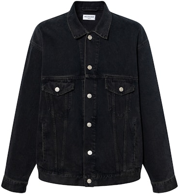 Balenciaga Black Graffiti Denim Jacket with Single Button Closure. 678354TIWA20114 Buy Balenciaga Black Graffiti Denim Jacket with Single Button Closure. 678354TIWA20114
