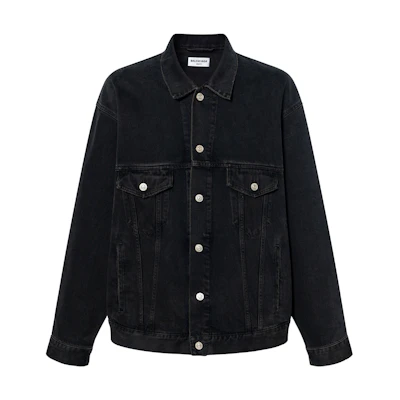 Balenciaga Black Graffiti Denim Jacket with Single Button Closure. 678354TIWA20114