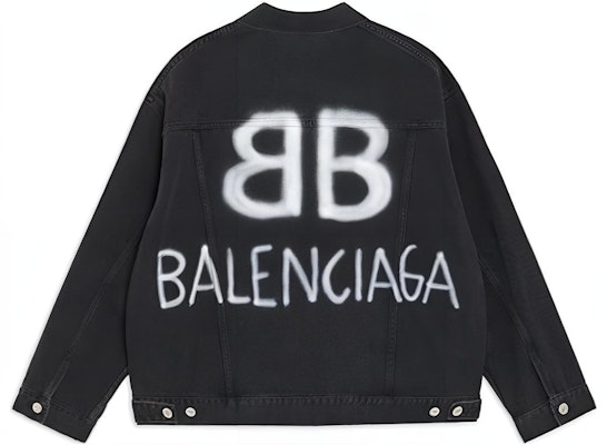 Balenciaga Black Graffiti Denim Jacket with Single Button Closure. 678354TIWA20114 Order Balenciaga Black Graffiti Denim Jacket with Single Button Closure. 678354TIWA20114