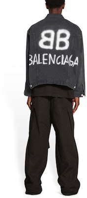 Balenciaga Black Graffiti Denim Jacket with Single Button Closure. 678354TIWA20114 Shop Balenciaga Black Graffiti Denim Jacket with Single Button Closure. 678354TIWA20114