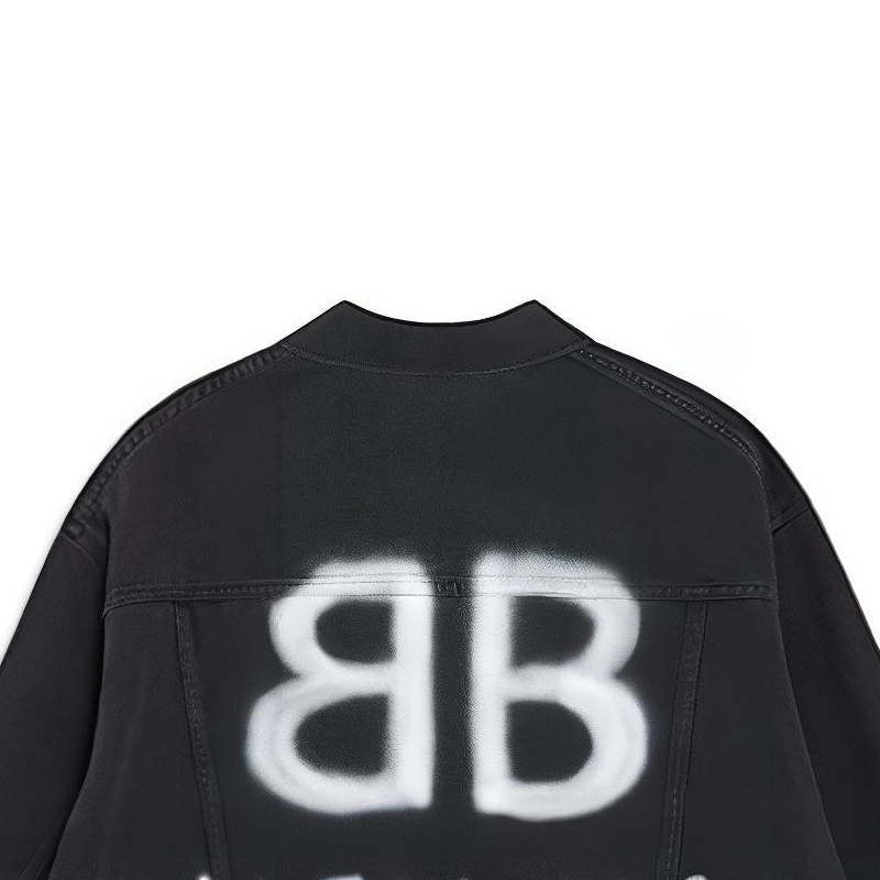 Details for Balenciaga  Black Graffiti Denim Jacket with Single Button Closure. 678354TIWA20114