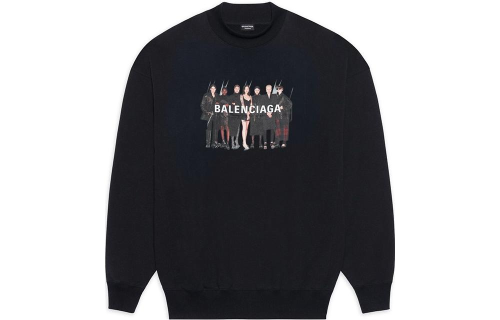 Balenciaga  Black Graphic Print Pullover Sweatshirt. 652981TIVA21000